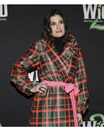 Idina Menzel Plaid Checked Coat