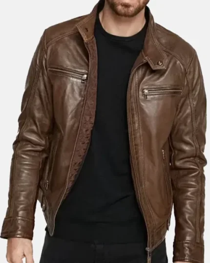 Johnny Depp Brown Leather Hooded Jacket