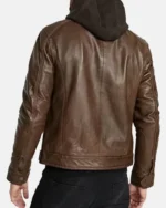 Johnny Depp Brown Leather Hooded Jacket