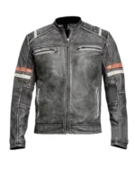 Retro Distressed Leather Biker Jacket