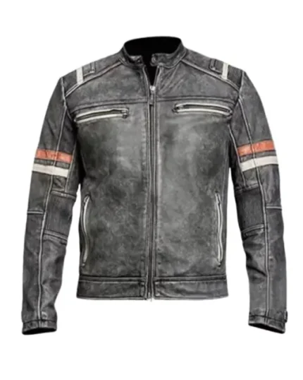 Retro Distressed Leather Biker Jacket