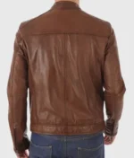 Arnold Schwarzenegger Brown Leather Biker Jacket