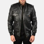 August Shadow Leather Bomber Jacket