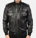 August Shadow Leather Bomber Jacket