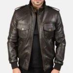 August Shadow Leather Bomber Jacket