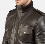 August Shadow Leather Bomber Jacket