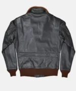 Men Brown Shearling Leather Bomber Jacket