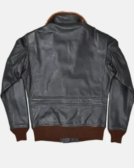 Men Brown Shearling Leather Bomber Jacket