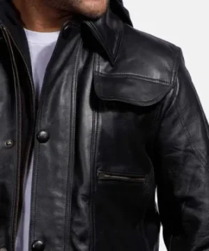 Huxley Leather Hooded Jacket