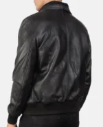 Enzo Black Leather Bomber Jacket