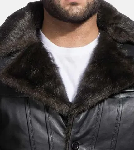 Onyx Black Fur Leather Coat