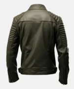 Men’s Army Green Leather Biker Jacket