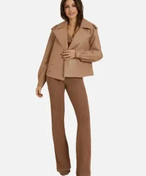 Women Camel Trench Jacket