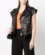 Short Sleeve Vintage Leather Jacket