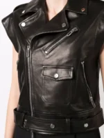 Short Sleeve Vintage Leather Jacket