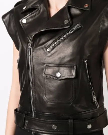 Short Sleeve Vintage Leather Jacket