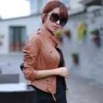 Women’s Smooth Racer Brown Leather Jacket