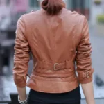 Women’s Smooth Racer Brown Leather Jacket