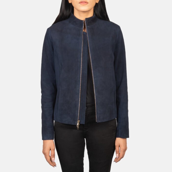 Women Suede Leather Bomber Jacket