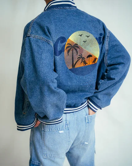 Blue Horizon Denim Bomber Jacket