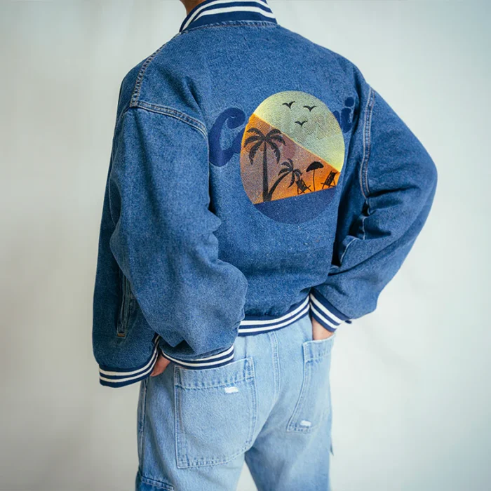 Blue Horizon Denim Bomber Jacket