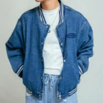 Blue Horizon Denim Bomber Jacket