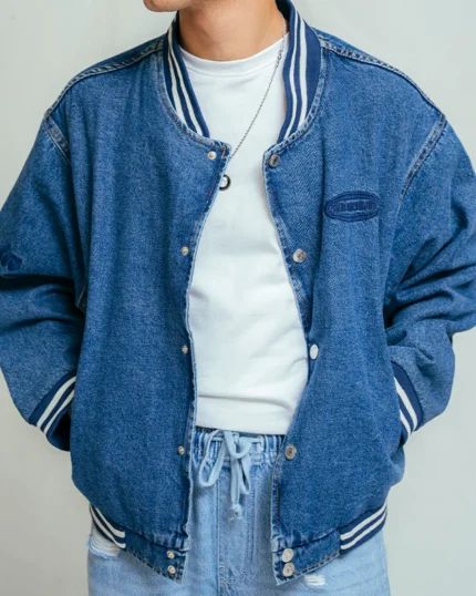 Blue Horizon Denim Bomber Jacket