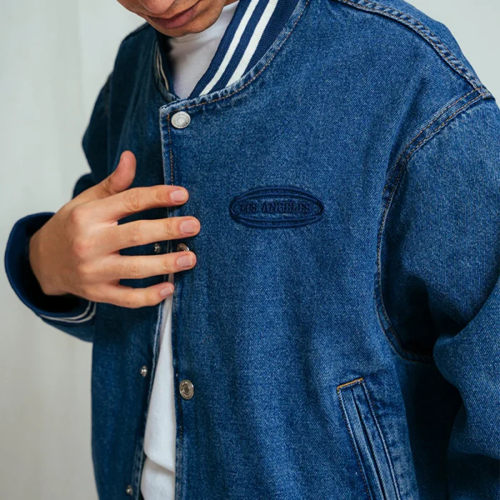 Blue Horizon Denim Bomber Jacket