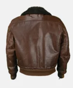 Vintage Brown Leather Bomber Jacket