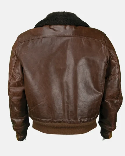 Vintage Brown Leather Bomber Jacket