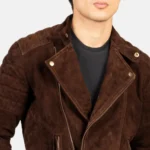 Men Biker Brown Suede Jacket