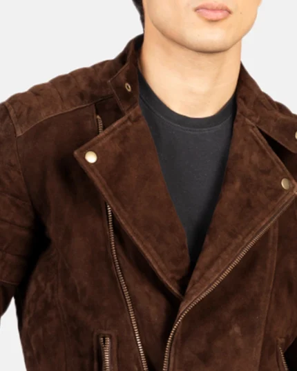 Men Biker Brown Suede Jacket