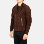 Men Biker Brown Suede Jacket