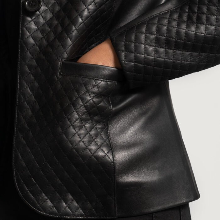 Vintage Black Luxe Leather Blazer