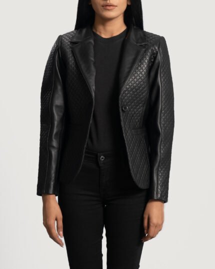 Vintage Black Luxe Leather Blazer