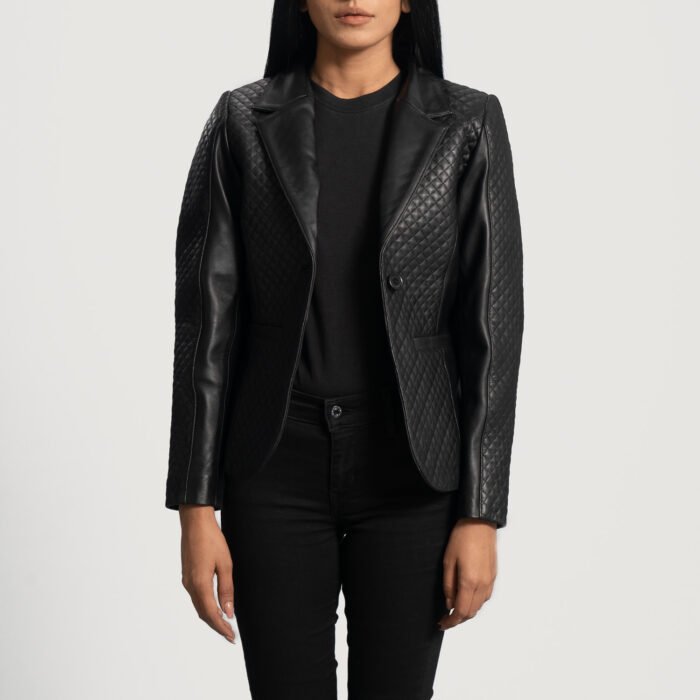 Vintage Black Luxe Leather Blazer