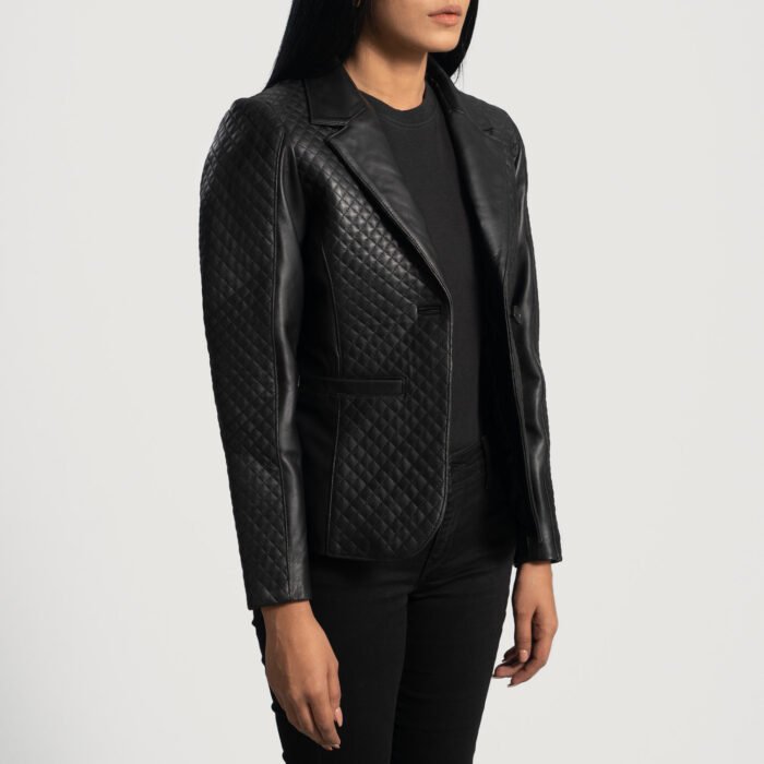 Vintage Black Luxe Leather Blazer