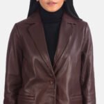 Vintage Maroon Luxe Leather Blazer