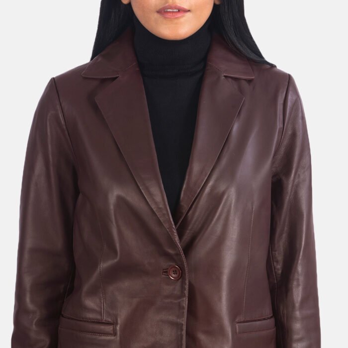 Vintage Maroon Luxe Leather Blazer