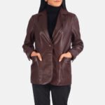 Vintage Maroon Luxe Leather Blazer