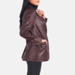 Vintage Maroon Luxe Leather Blazer