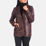 Vintage Maroon Luxe Leather Blazer