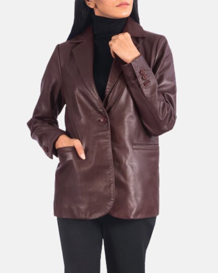 Vintage Maroon Luxe Leather Blazer