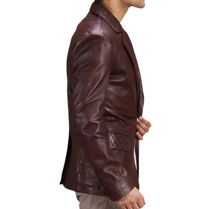 Brown Quilted Lapel Blazer