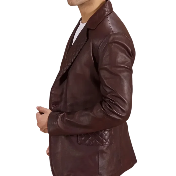 Brown Quilted Lapel Blazer