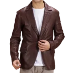 Brown Quilted Lapel Blazer