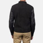 Black Suede Leather Hybrid Bomber Jacket