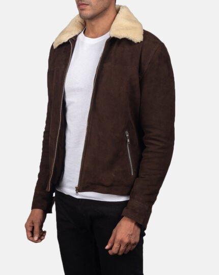 Rustic Shearling Suede Aviator Jacket