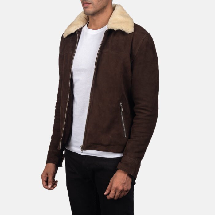 Rustic Shearling Suede Aviator Jacket
