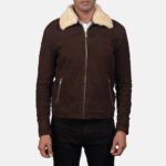 Rustic Shearling Suede Aviator Jacket